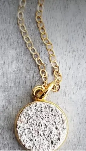 Accessories- Gold Round Druzy Necklace