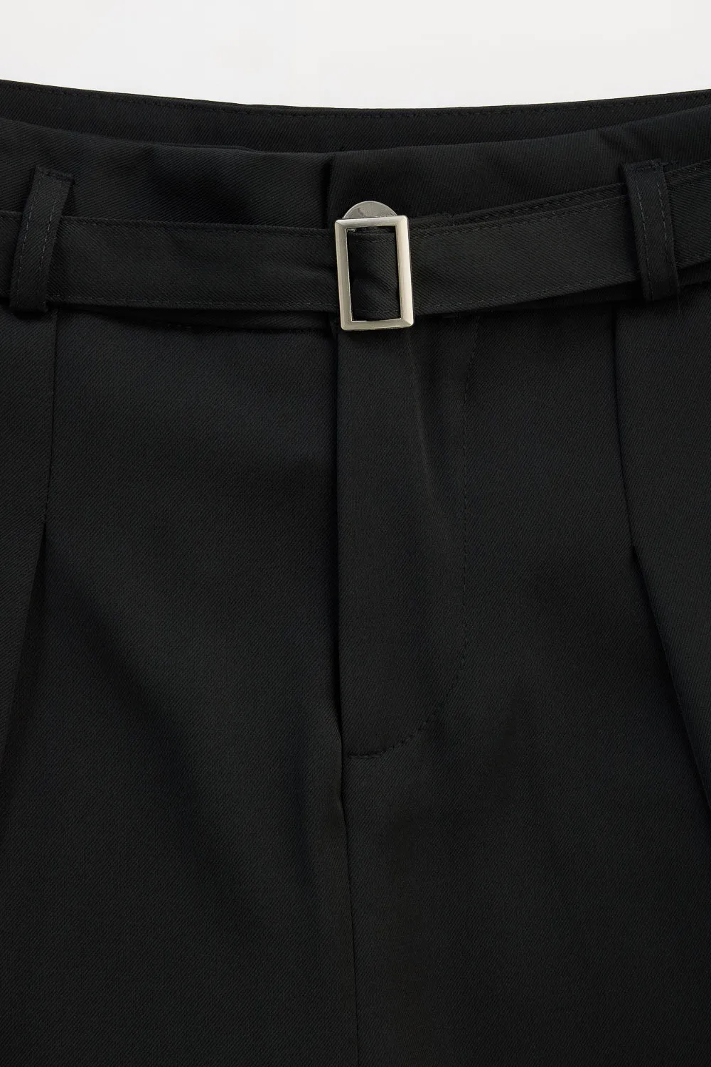 Black Belted Flared Korean Pants