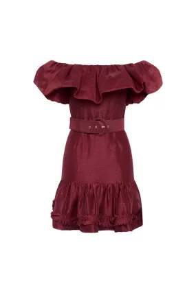 Bordeaux Off Shoulder Mini Dress