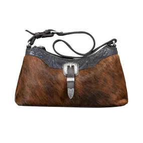 Cow Town Zip-Top Shoulder Bag - Chocolate and Brindle Hair on Hide