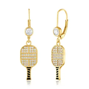 CZ Pickle Paddle Lever Back Earrings