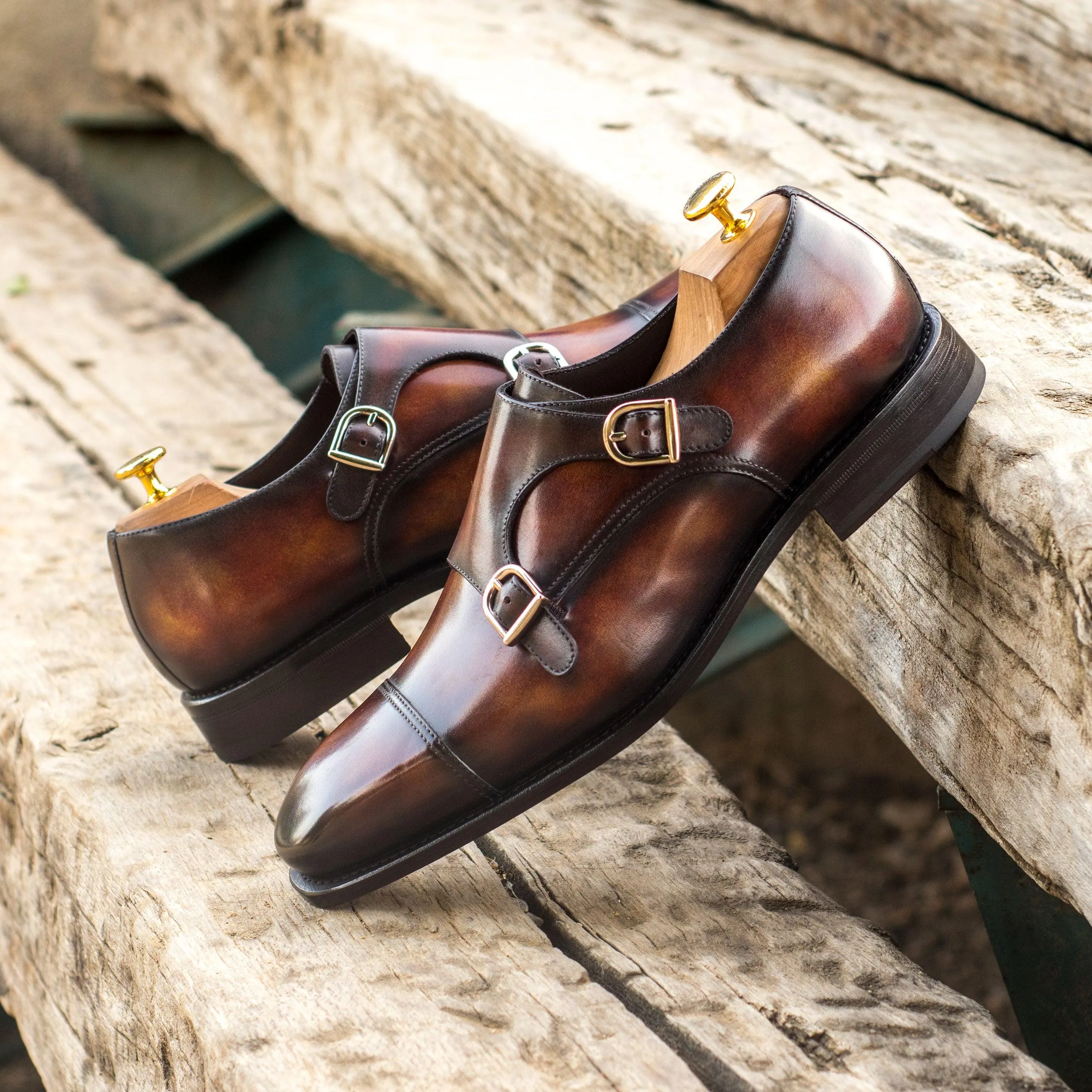 Deen Double Monk Patina Shoes