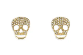 Earrings 14kt Gold Skulls & Diamonds Studs