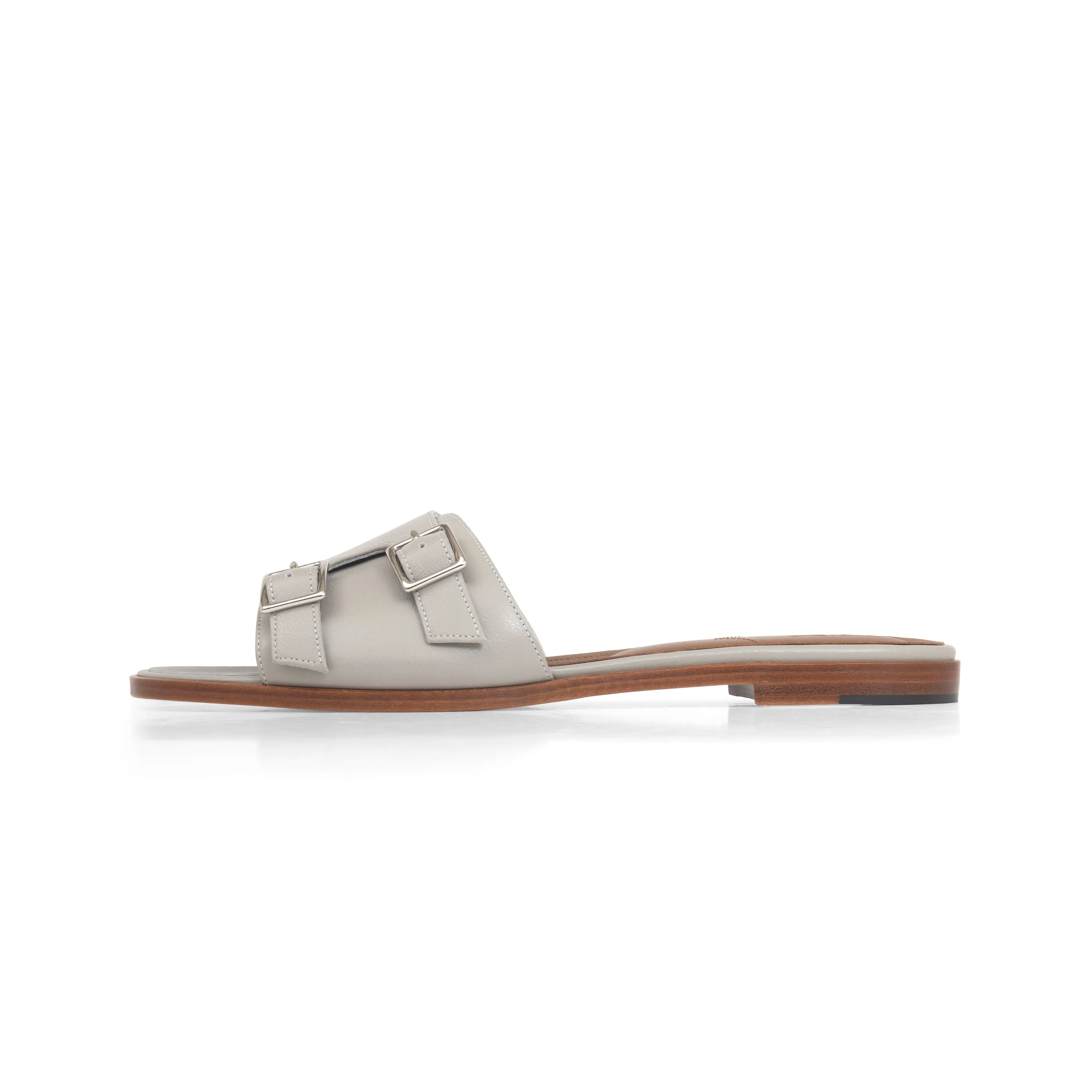 Heidi Slide in Light Grey Nappa Leather