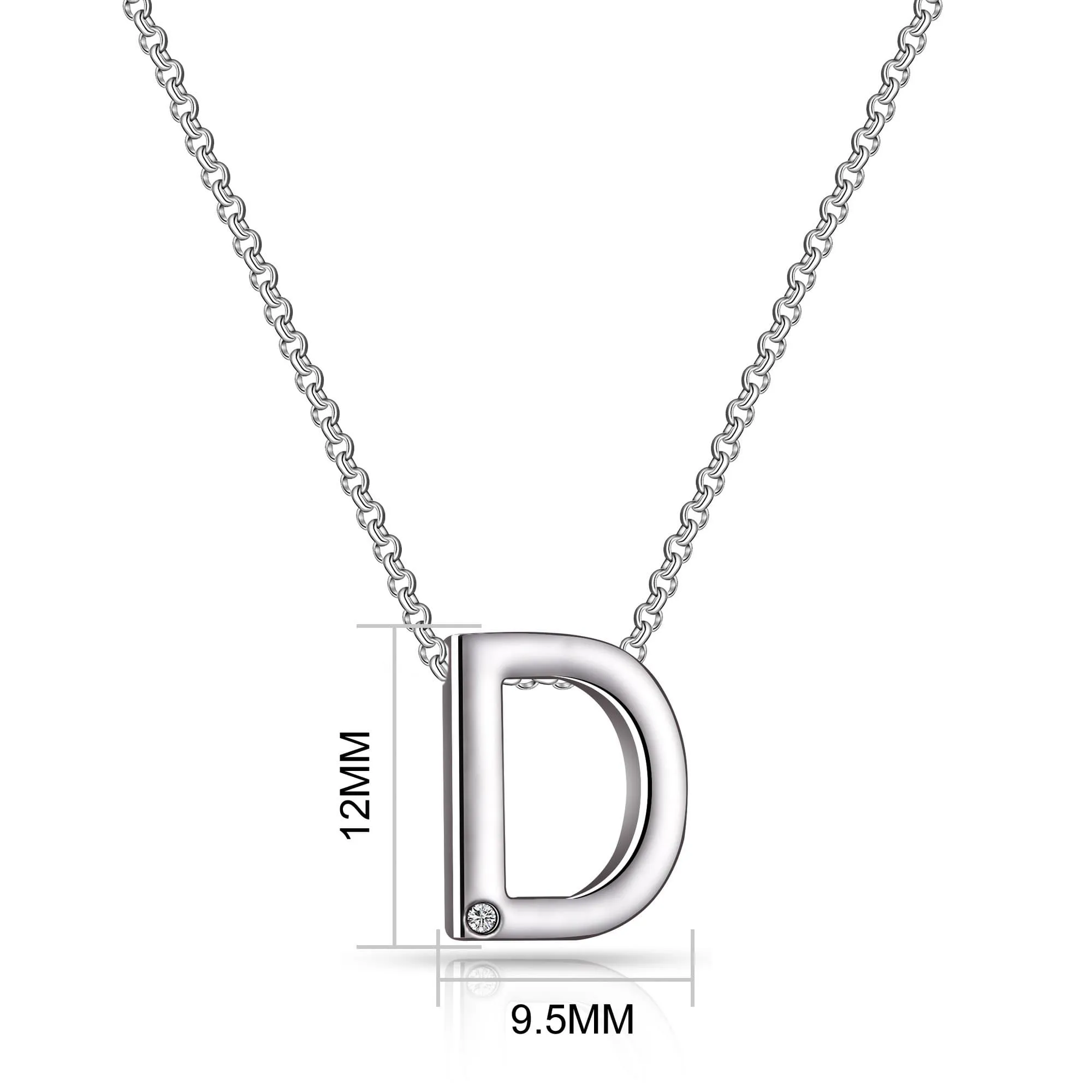 Initial D Necklace with Birthstone Charm Created with Zircondia® Crystals