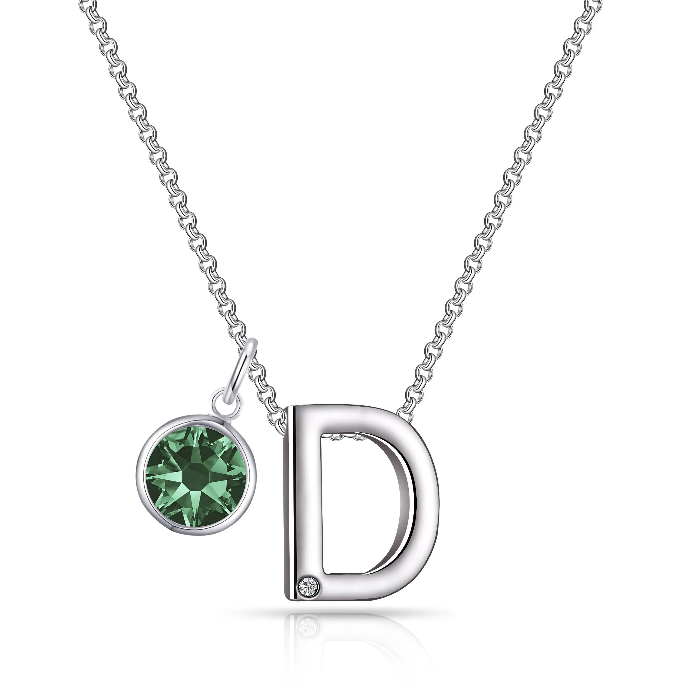 Initial D Necklace with Birthstone Charm Created with Zircondia® Crystals