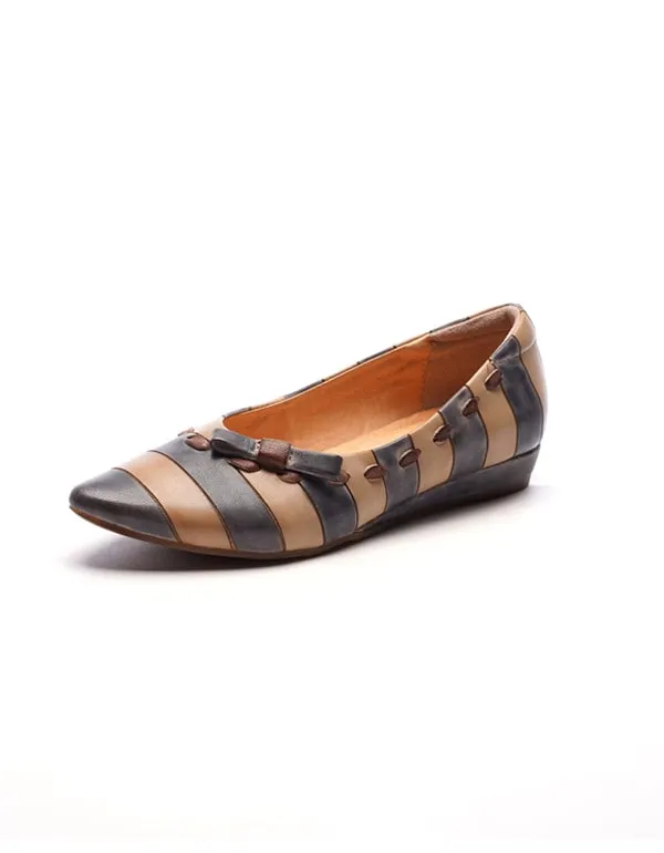 Spring Stripe Slip-on Pointed Flat Shoes