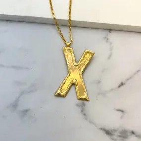 TFC Big Letter X - 24K Gold Plated Long Pendant Necklace