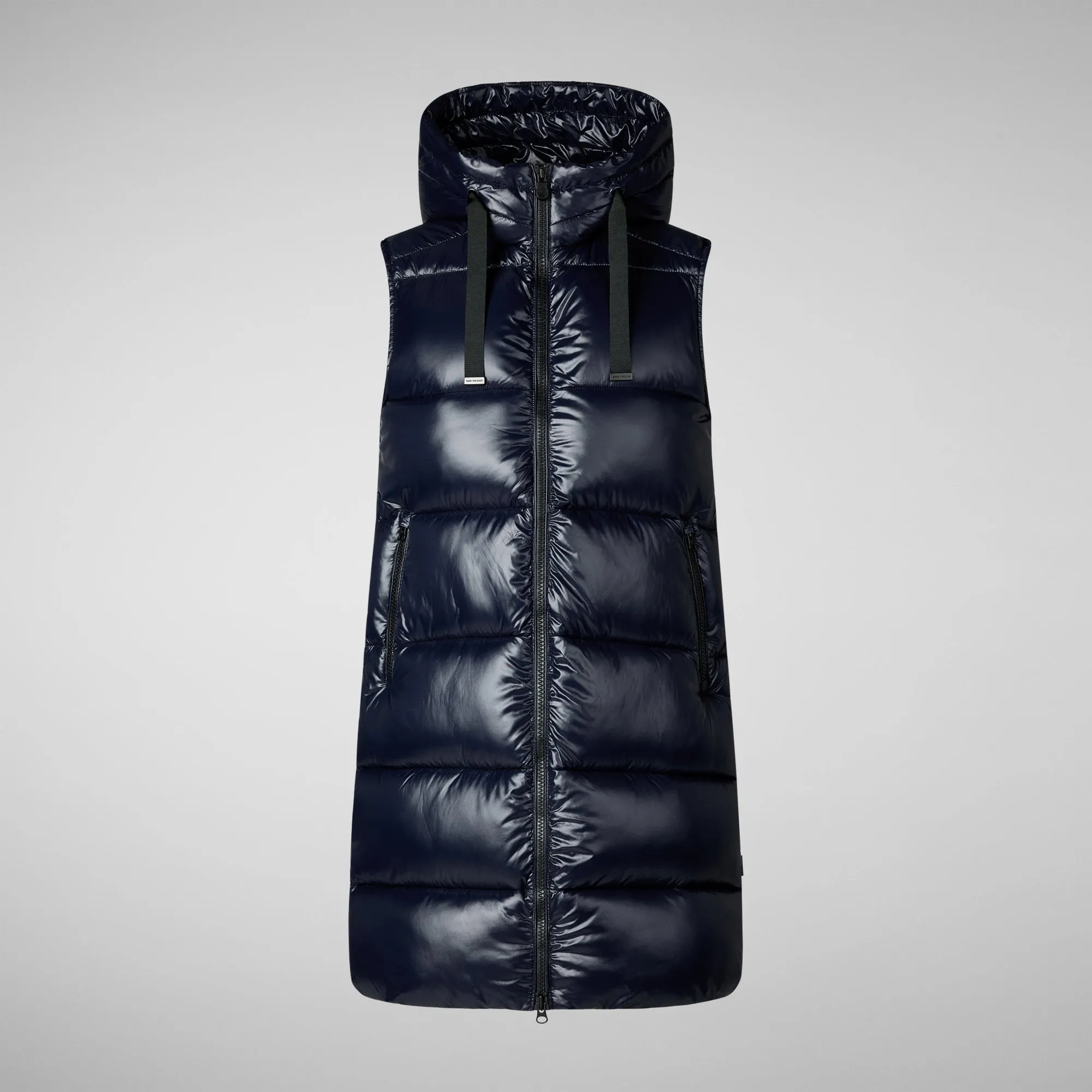 Woman's hooded vest Iria in blue black